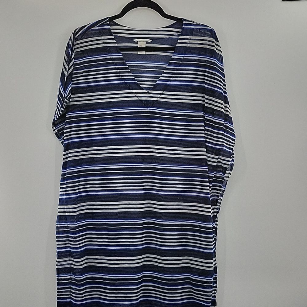 3For$20 H&M sheer Blue &White stripe shirt size M